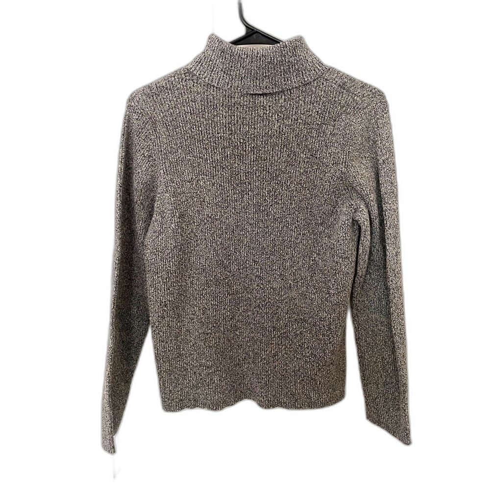 Kim Rogers Relaxed Long Slve Turtle Neck Black/gray Sweater Size XL 100% Cotton